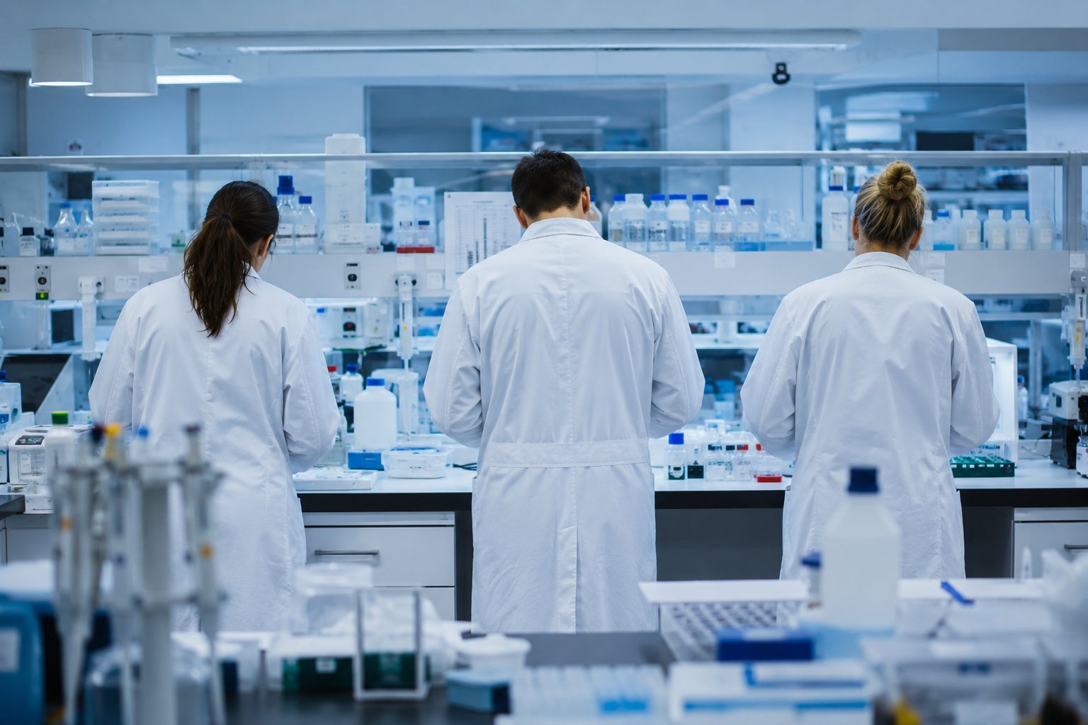 Researchers working in a laboratory